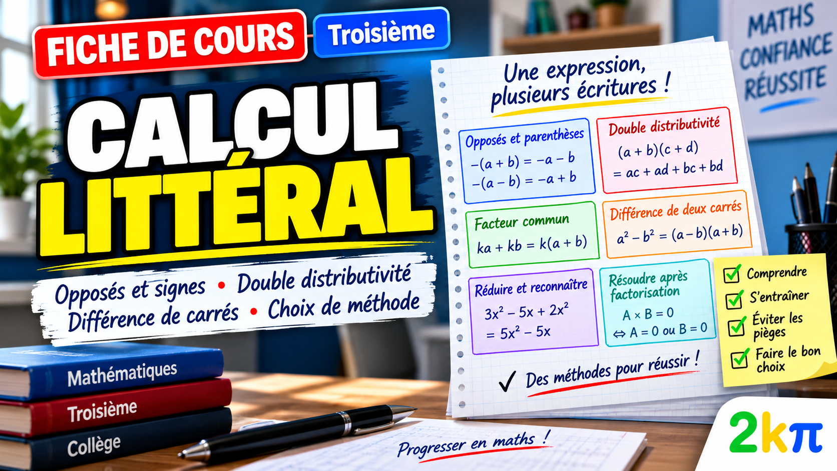 Calcul littéral — Objectif 2 : Fiche de cours — miniature officielle